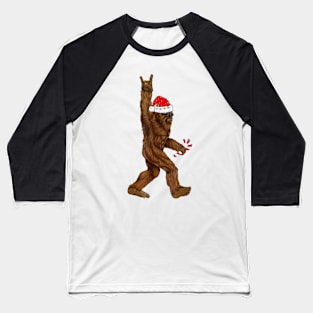 Santa Bigfoot Christmas Lights Rock Sasquatch Believe Baseball T-Shirt